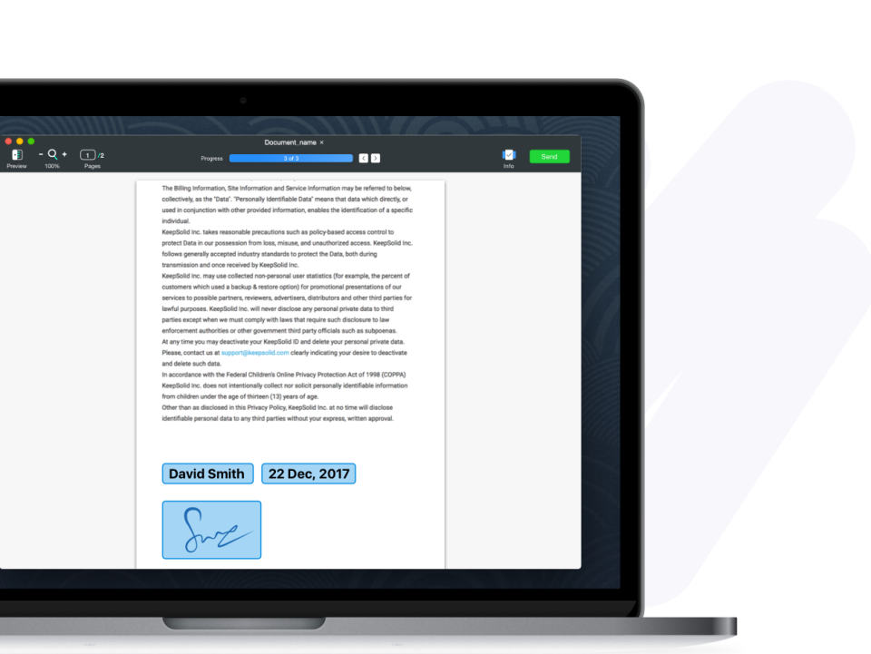 screenshot of KeepSolid Sign